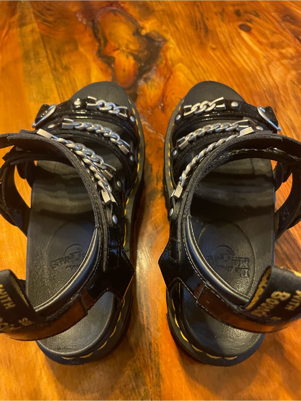 Dr. Martens Black Patent Platform Chain-Strap Sandals - Picture 3 of 6